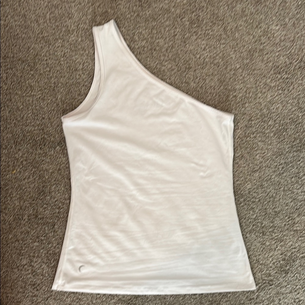 White One-Shoulder Women's Tank Top